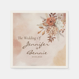 テラコッタフラワーズボヘミアン素朴フローラボホ スタンダードカクテルナプキン