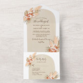 テラコッタフラワーズボホパンパスグ結婚ラスズ オールインワン招待状 (内側)