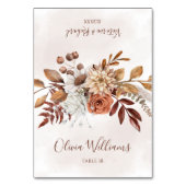 テラコッタフラワーズボホ秋の結婚式座席表 テーブルナンバー (正面)