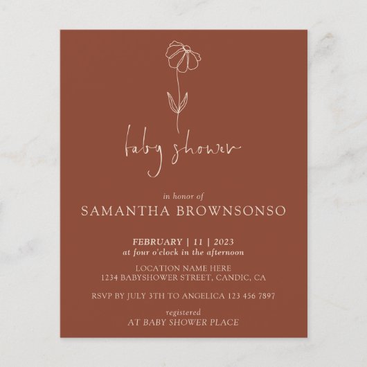 テラコッタフラワーボタニカルバジェットベビーシャワー チラシ (正面)