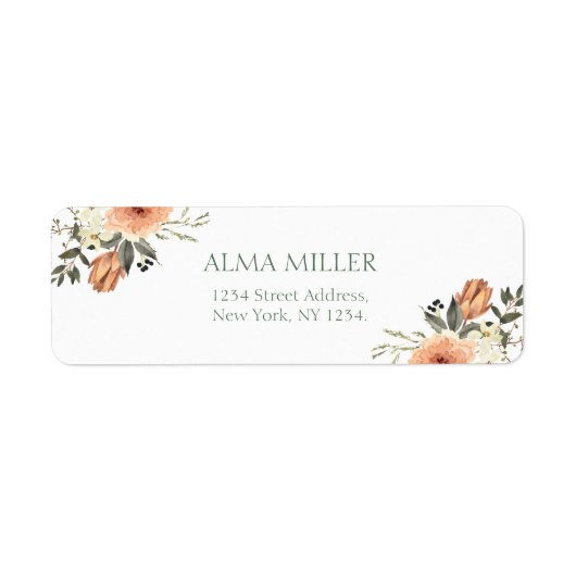 テラコッタフラワーリターンアドレス ラベル (正面)