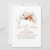 テラコッタフローラかわいいモダンボホベイビーシャワー 招待状 (正面)