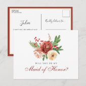 テラコッタフローラが私のメイド・オブ・オーナー（花嫁付き添い人） インビテーションポストカード (正面/裏面)