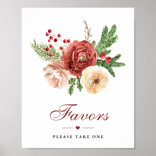 テラコッタフローラの葉の冬の結婚式の好意 ポスター (正面)