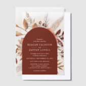 テラコッタフローラアーチパンパスグラス結婚ズ ベラム紙招待状 (オフセット)