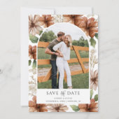 テラコッタフローラアーチ写真デートを保存 招待状 (正面)