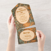 テラコッタフローラアールヌーボー結婚ズ オールインワン招待状 (貼ってはがせる)