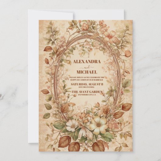 テラコッタフローラアールヌーボー結婚ズ 招待状 (正面)