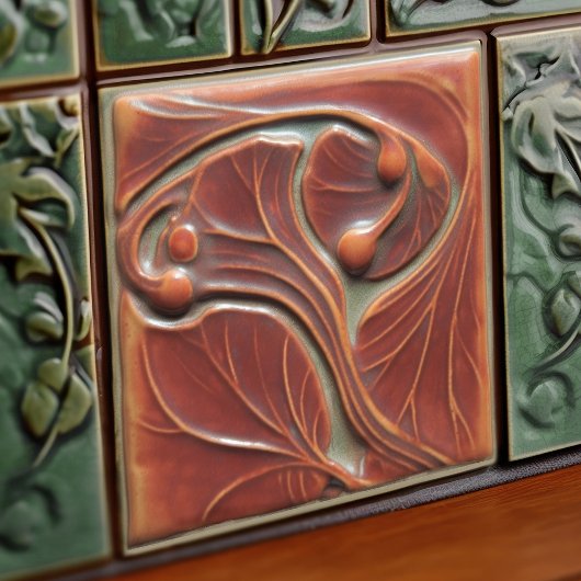 テラコッタフローラウォールデコールアールヌーボーヴィンテージ タイル