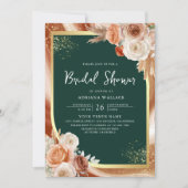 テラコッタフローラエメラルドQRコードブライダルシャワー 招待状 (正面)