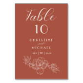 テラコッタフローラエレガントウェディング披露宴 テーブルナンバー (正面)