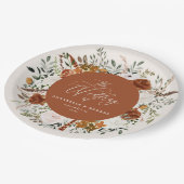 テラコッタフローラエレガントラスモダント結婚ス ペーパープレート (アングル)