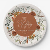 テラコッタフローラエレガントラスモダント結婚ス ペーパープレート (正面)