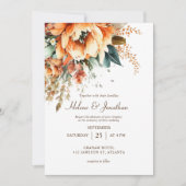 テラコッタフローラエレガント素朴秋の結婚式 招待状 (正面)