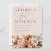 テラコッタフローラオレンジブラウンオータム秋の結婚式 招待状 (正面)