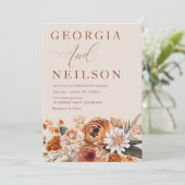 テラコッタフローラオレンジブラウンオータム秋の結婚式 招待状 (スタンド正面)