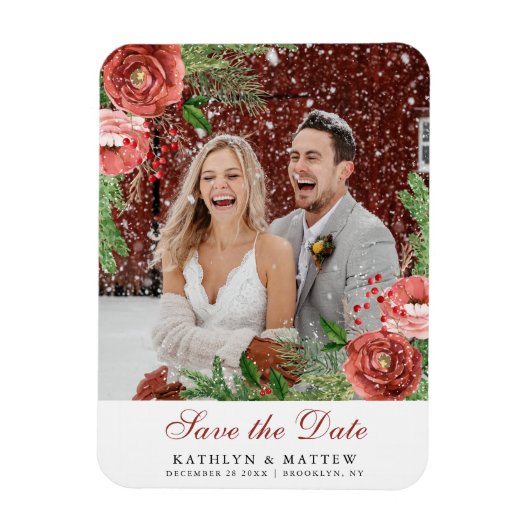 テラコッタフローラクリスマスパインボー結婚フズ マグネット (縦)