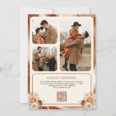 テラコッタフローラクリーム金ゴールド写真QRコード結婚ズ 招待状 (裏面)