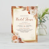 テラコッタフローラクリーム金ゴールドQRコードブライダルシャワー 招待状 (スタンド正面)