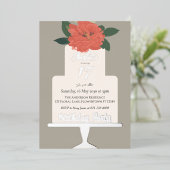 テラコッタフローラケーキバースデーパーティーシルバー 箔招待状 (立ち正面)