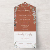 テラコッタフローラスクリプトハートミニマル結婚リスト オールインワン招待状 (内側)