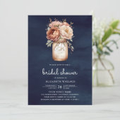 テラコッタフローラネイビーブルーフォトブライダルシャワー 招待状 (スタンド正面)