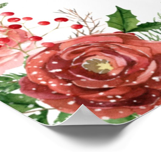 テラコッタフローラバウウィンターウェディングウェルカム ポスター (角)