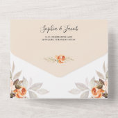 テラコッタフローラバーントオレンジボホ秋の結婚式 オールインワン招待状 (裏面)