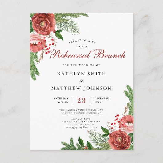 テラコッタフローラパインボーリハーサルブランチ インビテーションポストカード (正面)