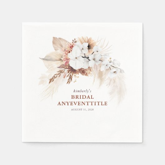 テラコッタフローラパンパスグラスアニーイベント スタンダードカクテルナプキン (正面)