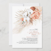 テラコッタフローラパンパスグラスバースデーパーティー 招待状 (正面)