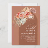 テラコッタフローラパンパスグラスボホブライダルシャワー 招待状 (正面)