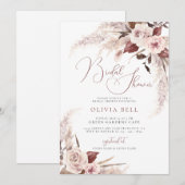 テラコッタフローラパンパスグラスボホブライダルシャワー 招待状 (正面/裏面)