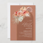 テラコッタフローラパンパスグラスリハーサルディナー 招待状 (正面)