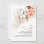 テラコッタフローラパンパスグラス婚約パーティ 招待状 (正面)