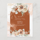 テラコッタフローラパンパスグラス結婚RSVP ポストカード (正面)