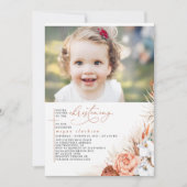 テラコッタフローラパンパスグラス《キリスト教》洗礼式や命名式写真 招待状 (正面)