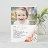 テラコッタフローラパンパスグラス《キリスト教》洗礼式や命名式写真 招待状 (スタンド正面)