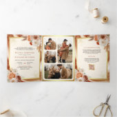 テラコッタフローラパンパ金ゴールドオールインワン結婚ズ 三つ折り招待状 (内部)