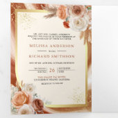 テラコッタフローラパンパ金ゴールドオールインワン結婚ズ 三つ折り招待状 (内部最初)