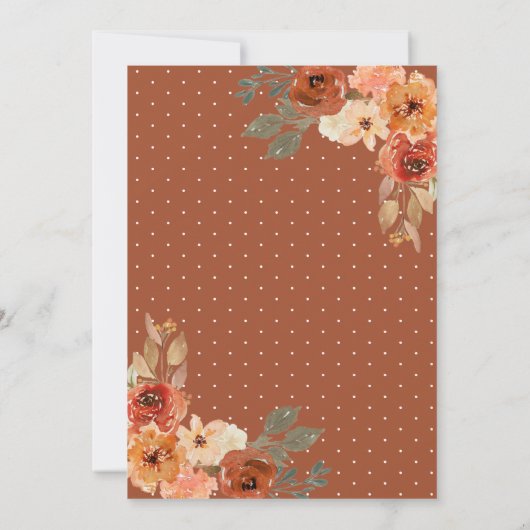 テラコッタフローラパンプキンネイビーブルー結婚ズ セーブザデート (裏面)