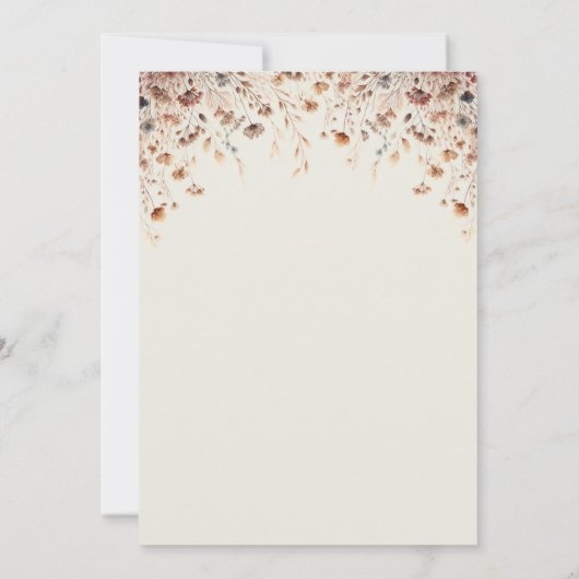 テラコッタフローラブライダルシャワーティーワイルドフラワー 招待状 (裏面)