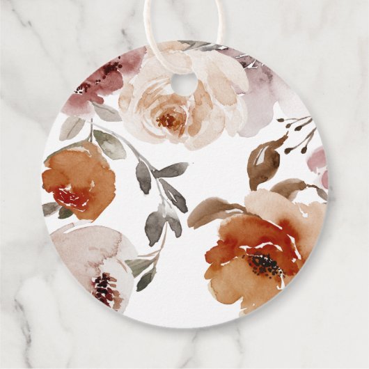 テラコッタフローラブライダルシャワーメッセージカード フェイバータグ (裏面)