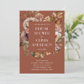 テラコッタフローラブライダルシャワー | ボホ秋 素朴 招待状 (スタンド正面)