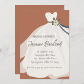 テラコッタフローラブライドガウンブライダルシャワー 招待状 (正面/裏面)