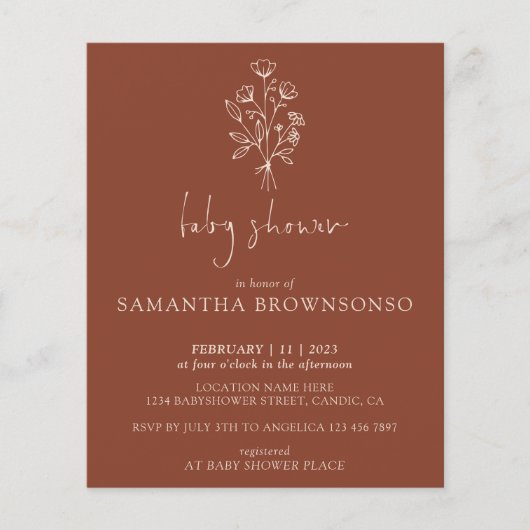 テラコッタフローラブーケ予算ベビーシャワー チラシ (正面)
