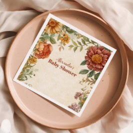 テラコッタフローラベビーイン開花ベビーシャワー スタンダードカクテルナプキン