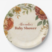 テラコッタフローラベビーイン開花ベビーシャワー ペーパープレート (正面)