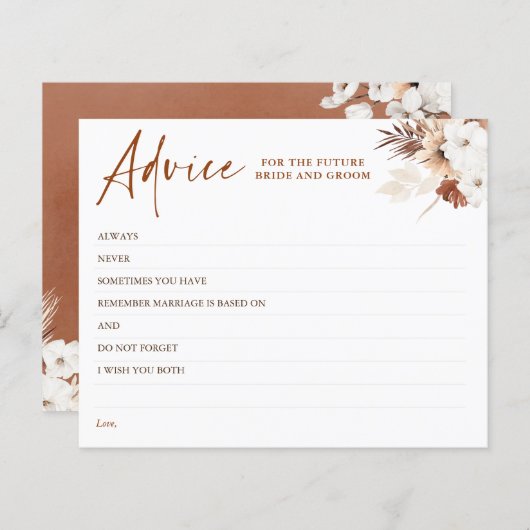 テラコッタフローラボホエレガントアドバイスカード (正面/裏面)