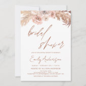 テラコッタフローラボホパンパスグラスブライダルシャワー 招待状 (正面)